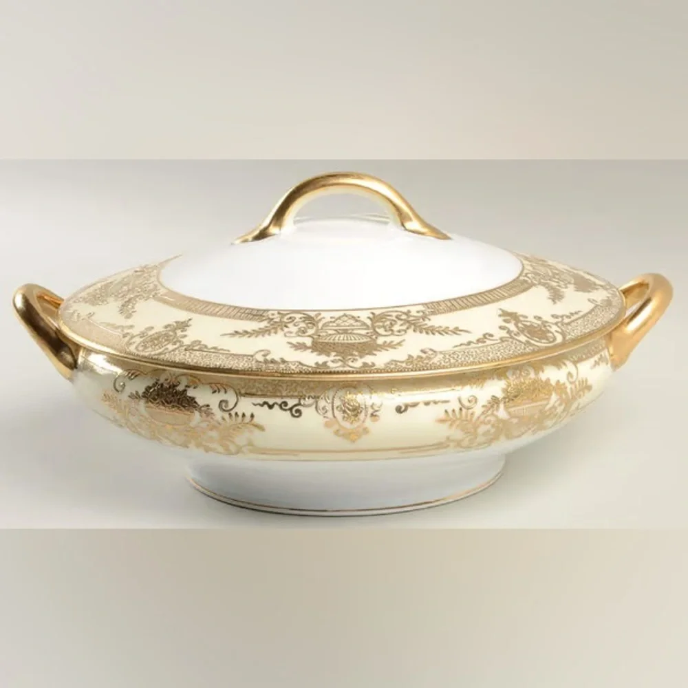 Noritake VINTAGE  Gold FLEURGOLD SERVING BOWL WITH LID NO. 37531